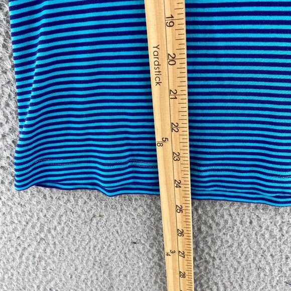 Soft Surroundings Top Womens Medium Blue Striped Ruffle V Neck Short Sleeve Knit - Picture 8 of 10